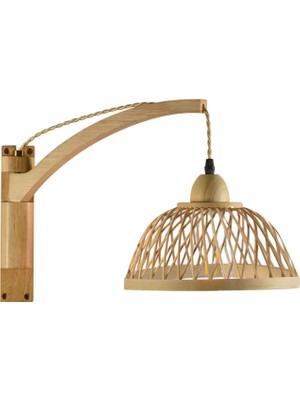 Fayshow Rattan Duvar Sconce Ahşap Raflı Rattan Lambalar Boho Duvar Sconce Başucu Lambası Stil B (Yurt Dışından)