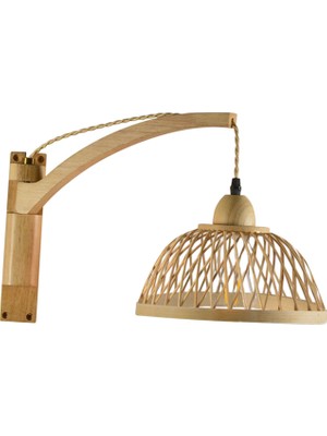 Fayshow Rattan Duvar Sconce Ahşap Raflı Rattan Lambalar Boho Duvar Sconce Başucu Lambası Stil B (Yurt Dışından)