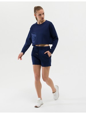 Pierre Cardin Kadın Lacivert Crop Top Sweatshirt 50263679-VR033