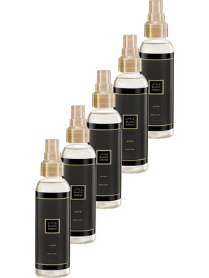 Avon Little Black Dress Kadın Vücut Spreyi 5×100 ml – Hanımeli, Kayısı ve Peony Kokulu, Çevre Dostu Formül