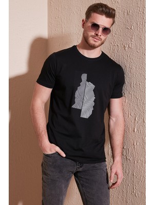 Buratti Baskılı Bisiklet Yaka Pamuk Slim Fit T Shirt Erkek T Shirt 646B3920