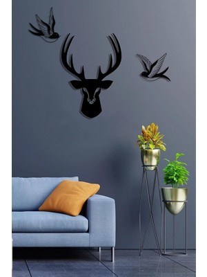 Ensa Design Geyik Figürü Duvar Süsü, Duvar Dekoru, Salon Süsü 60X50CM