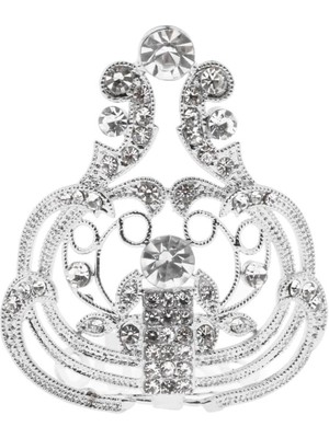 Bawei Clear Diamond Mini Crown Tiara Gelin Nedime Düğün Prom Saç Takı Gümüş (Yurt Dışından)