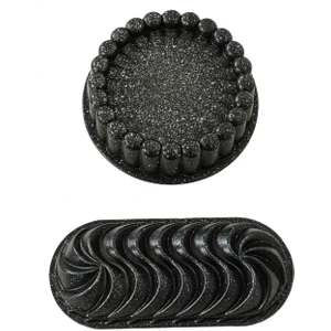 Granit Döküm 2 Li  Tart ve Turta Kalıbı Siyah