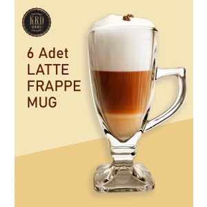 KRD Home Irish Mocha Latte Bardağı Buzlu Kahve Bardağı Kulplu Bardak Ayaklı Bardak 6 Adet