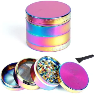50 mm 4 Katmanlı Mıknatıslı Çinko Alaşım Herbal Grinder Baharat Bitki Ot Tütün Öğütücü Renkli
