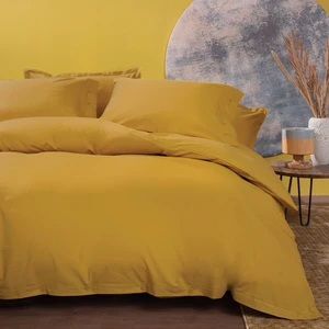 Bedding Plain Tek Kişilik Ranforce Yıkamalı Nevresim Takımı - Safran