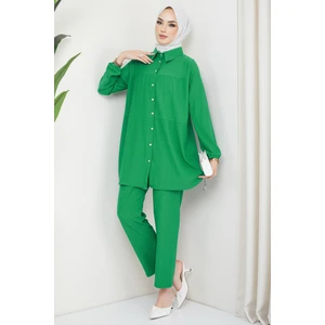 Hafsa Mina Kat Gömlekli Bürümcük Ikili Takım Yeşil