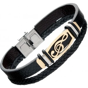 Herşey Nota Sol Anahtar Bileklik Deri Gold