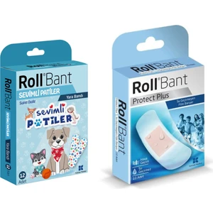 Bant Sevimli Patiler Yarabandı 12'li + Protect Plus Su Geçirmez Yarabandı 10'lu