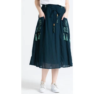 Nil Vual Midi Boy Yazlık Etek Petrol Ptrl