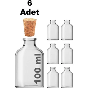 100 cc Şeffaf Penisilin Mantar Tıpalı 100 ml Düğün, Kına, Nişan, Kolonya Şişesi Cam Şişe 6 Adet