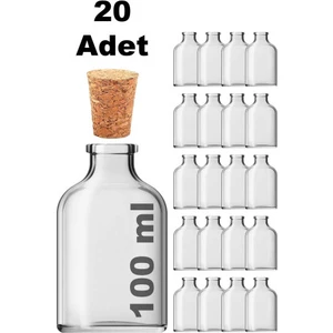 100 cc Şeffaf Penisilin Mantar Tıpalı 100 ml Düğün, Kına, Nişan, Kolonya Şişesi Cam Şişe 20 Adet