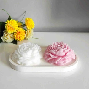 Candles Flame Sunumluk ve 2 Adet Şakayık Mum Hediyelik