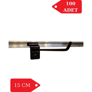 İstanbul Manken 100 Adet 15 cm Kanallı Pano Kancası Raf Askısı Siyah