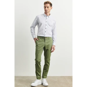 ALTINYILDIZ CLASSICS Erkek Yeşil Slim Fit Dar Kesim Armürlü Yan Cepli Esnek Pantolon