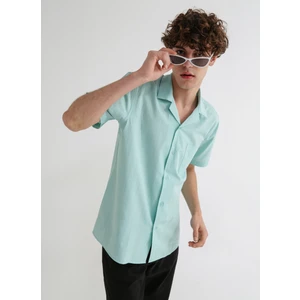 Apaş Yaka Düz Mint Erkek T-Shirt Akıdo