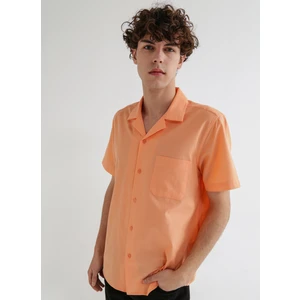 Apaş Yaka Düz Somon Erkek T-Shirt Akıdo