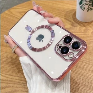 M.TK Moveteck Iphone 11 Pro Max Uyumlu Kılıf Kamera Lens Kaplama Korumalı Manyetik Magsafe Renkli Şeffaf