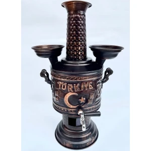 Erzincanbakır Özel El Işlemeli Eskitme Bakır Semaver (5 Litre)