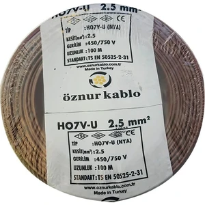 2,5 mm Nya Kablo - 100 Metre Sarı Yeşil