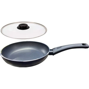 Teflon Tava Indüksiyon Tabanlı Lacivert Renk Cam Kapaklı 24 cm
