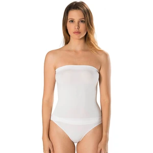 Secret Moda Uzun Straplez Body Büstiyer Crop Beyaz