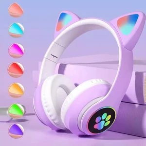 Alfa MEC 5.1 Bluetooth Kablosuz Kulaklık Kedi Kulaklıklar Çocuklar Için  Flaş Işığı ile Hd Ses Mikrofon