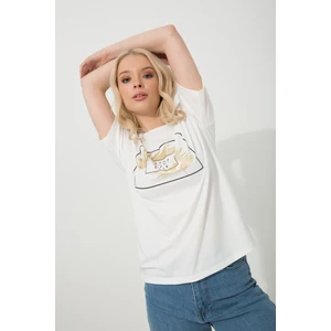 ARV Moda Baskılı Basic Bisiklet Yaka Örme T-Shirt