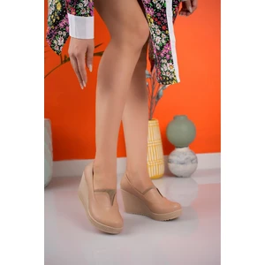 Dolgu Taban Lastikli Nut Cilt Ayakkabı