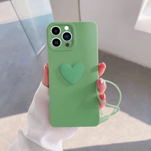 Apple iPhone 14 Pro Max Kılıf Zebana Kalpli Love Kılıf Açık Yeşil