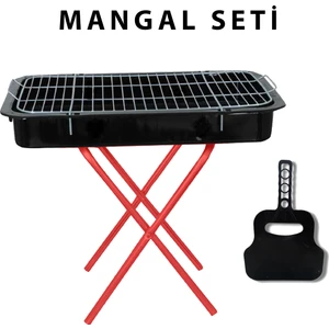 Katlanabilir Ayaklı Mangal ve Yelpaze Seti