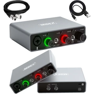 GLX-700GR XLR Üst Segment Usb Stüdyo Ses Kartı 2 Giriş 2 Çıkış 24bit/192kHz