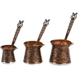 Antolian Cezveler Cezve Takımı Üçlü Zamak Antik Bakır