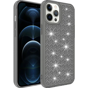 Case 4U Apple iPhone 12 Pro Max Kılıf Köşe Korumalı Darbe Emici Airbagli Parlak Tasarımlı Snow Kapak Siyah