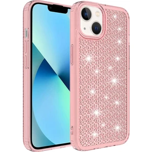 Case 4U Apple iPhone 13 Kılıf Köşe Korumalı Darbe Emici Airbagli Parlak Tasarımlı Snow Kapak Pembe
