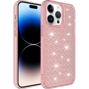 Case 4U Apple iPhone 14 Pro Max Kılıf Köşe Korumalı Darbe Emici Airbagli Parlak Tasarımlı Snow Kapak Pembe
