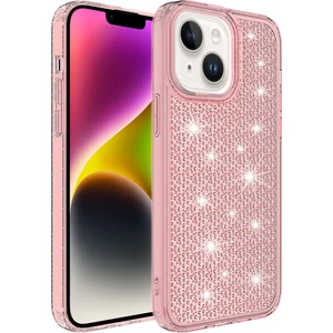 Case 4U Apple iPhone 14 Plus Kılıf Köşe Korumalı Darbe Emici Airbagli Parlak Tasarımlı Snow Kapak Pembe
