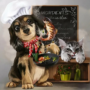 Köpek ve Kedi Dıy Elmas Mozaik Tablo Mozaik Puzzle 30X30 cm Dekorları Tablo (Yurt Dışından)