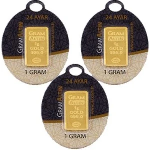AgaKulche 1 Gram Altın 3 Adet (995) 24 Ayar Külçe Altın