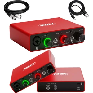 GLX-700RD XLR Üst Segment Usb Stüdyo Ses Kartı 2 Giriş 2 Çıkış 24bit/192kHz