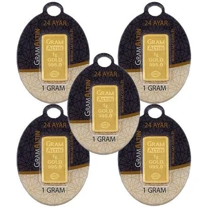 AgaKulche 1 Gram Altın 5 Adet (995) 24 Ayar Külçe Altın