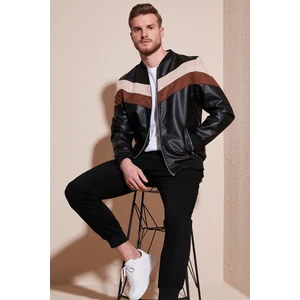 Slim Fit Renk Bloklu Kolej Yaka Bomber Mont Erkek Mont 5718909