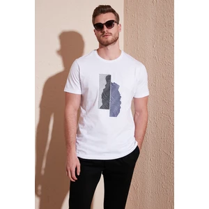 Baskılı Bisiklet Yaka Pamuk Slim Fit T Shirt Erkek T Shirt 646B3920
