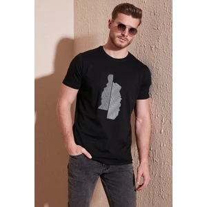 Baskılı Bisiklet Yaka Pamuk Slim Fit T Shirt Erkek T Shirt 646B3920
