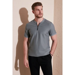 Pamuklu Regular Fit Yarım Fermuarlı T Shirt Erkek T Shirt 5902653