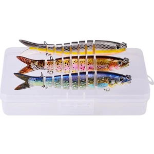 3 Adet 8 Eklemli 3D Oynak Rapala Sahte Balık Yem Seti Tatlı ve Tuzlu Su Uyumlu Wobblers Swimbait