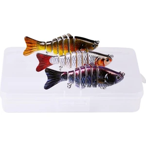3 Adet 7 Eklemli 3D Oynak Rapala Sahte Balık Yem Seti Tatlı ve Tuzlu Su Uyumlu Wobblers Swimbait