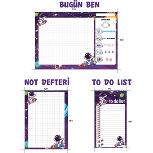 E-Olur Bugün Ben  Sorumluluklarım Defteri - Not Defteri - To Do List - Asrtonot Desenli Üstten Tutkallı