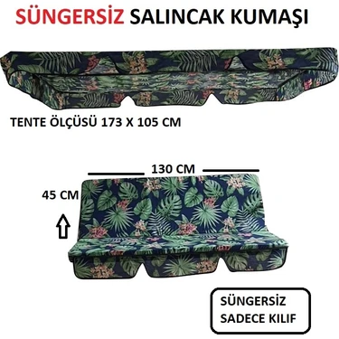 Mor Minder Süngersiz Salıncak Minder Seti Tenteli Bahçe Minderi 2 Kişilik Süngersiz Yeşil
